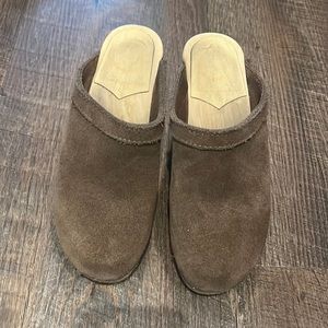 No.6 Old School clog high heel 6 brown suede